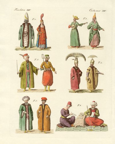 Fatos nacionais turcos (gravura colorida) de German School
