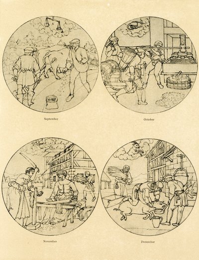 Doze imagens de calendário em forma circular de German School