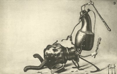 Duas jarras lutando um duelo (litho) de German School