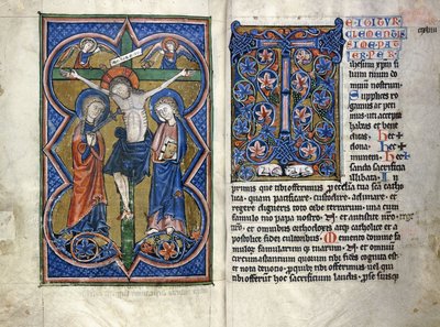 Duas páginas de uma Missale do século XIII em latim, da região do Médio Reno, c.1250-1300 de German School
