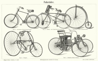 Tipos de bicicleta (gravura) de German School