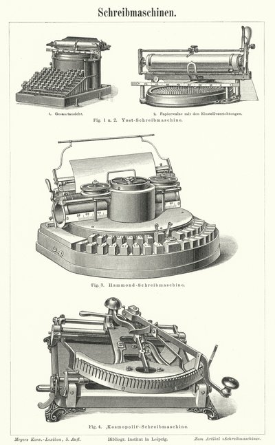 Máquinas de escrever (gravura) de German School