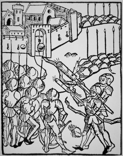 Uso de armas de mão no século XV, ilustração do 