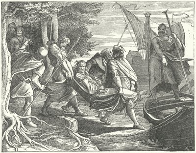 Valdemar II da Dinamarca, feito prisioneiro por Henrique I, Conde de Schwerin. de German School