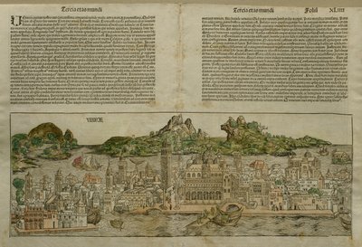Vista de Veneza, ilustração do Liber Chronicarum por Hartmann Schedel (1440-1514), publicada em Nuremberg, 1493 de German School