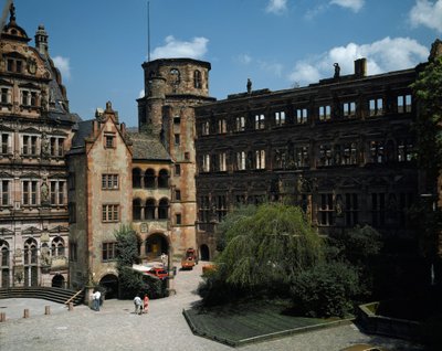 Vista do castelo de Heidelberg, construído no século XVI. Alemanha de German School