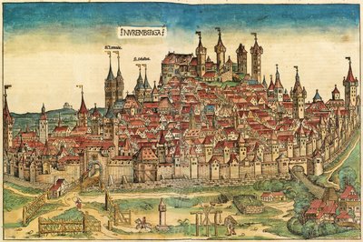 Vista da cidade de Nuremberga, publicado no Nuremberg Chronicle, 1493 de German School