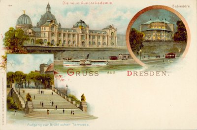 Vistas de Dresden, Alemanha (chromolitho) de German School