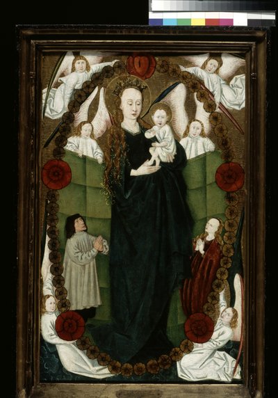 Virgem do Rosário com Patronos e Anjos (óleo e ouro sobre madeira) de German School