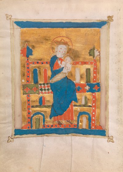 Virgem e Criança, 1400 (wc em velino) de German School