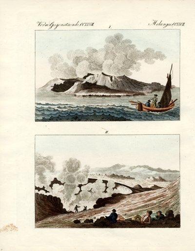 Ilha do Vulcão (gravura colorida) de German School