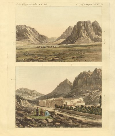 Caminho para o Monte Sinai (gravura colorida) de German School