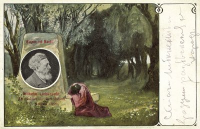Wilhelm Liebknecht, político social-democrata alemão (cor litho) de German School