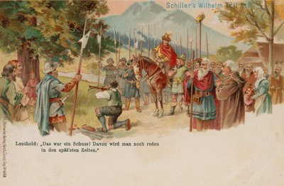 William Tell atirando a maçã da cabeça de seus filhos de German School