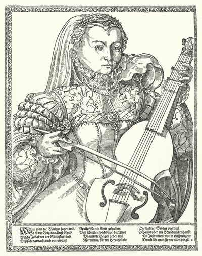 Mulher tocando violoncelo (gravura) de German School