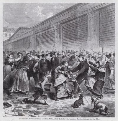 Mulheres do mercado de Les Halles libertando membros do clero do cativeiro, Comuna de Paris de German School