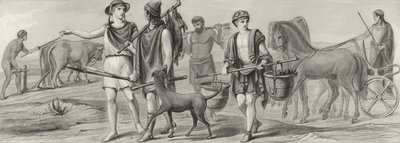 Trabalho e profissões na Grécia Antiga. Ilustração para Bilder-Atlas (gravura) de German School