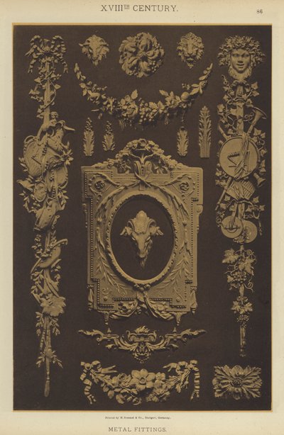 Século XVIII, Acessórios metálicos (cor litho) de German School