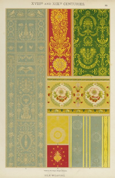 Séculos XVIII e XIX, Tecelagem em Seda (cor litho) de German School