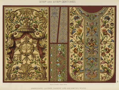 Séculos XVII e XVIII, Bordados, Tapisaria em Couro e Ourivesaria (cor litho) de German School