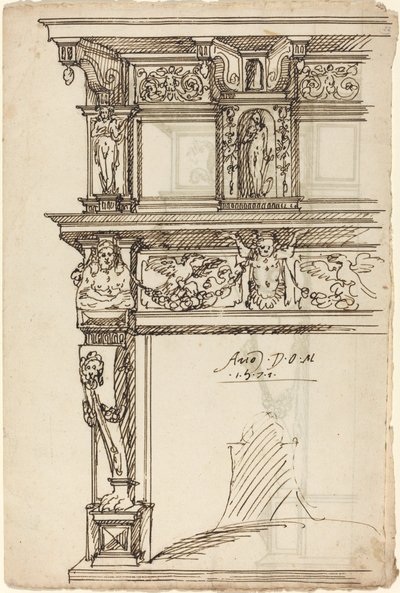 Consola palaciana com Mercúrio e Esperança [reto] de German or Austrian 16th Century