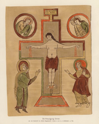 A Crucificação de Jesus Cristo (litografia a cores) de German School