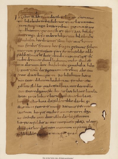 A Hildebrandslied (litografia a cores) de German School