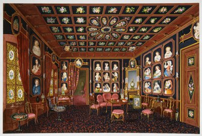 Salão de conversação em Villa Lazarovich, residência Trieste de Maximilian dos Habsburgos (1832-1867), tempera por Germano Prosdocimi de Germano Prosdocimi