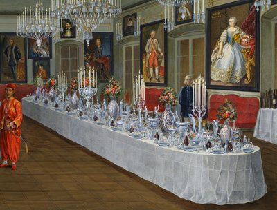 A sala de jantar com séries de retratos dos imperadores Habsburgos, pintura de Josef Kiss, Villa Lazarovich, residência Trieste de Maximiliano dos Habsburgos (1832-1867), tempera de Germano Prosdocimi de Germano Prosdocimi