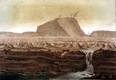 Vulcão Jorullo, México (cor litho) de Gerolamo Fumagalli