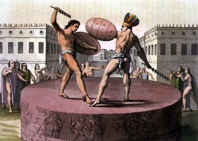 Sacrifício dos Gladiadores (cor litho) de Gerolamo Fumagalli