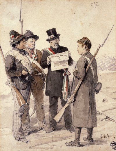 Cinco Dias de Milão, de Gerolamo Induno (1827-1890), aquarela de Gerolamo Induno