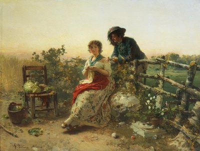 Em Peacetime, por Gerolamo Induno, Circa 1880, óleo sobre madeira de Gerolamo Induno