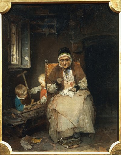 A avó, de Gerolamo Induno, óleo sobre tela de Gerolamo Induno