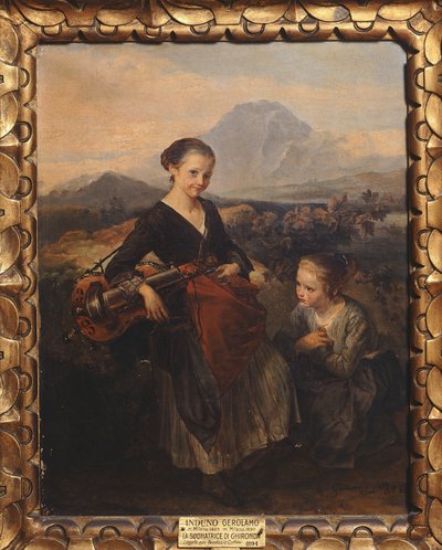 A Mulher que Toca o Hurdy Gurdy, de Gerolamo Induno de Gerolamo Induno