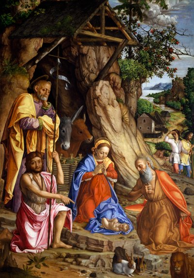 Natividade com coelhos, c.1500 (óleo sobre tela) de Gerolamo dai Libri