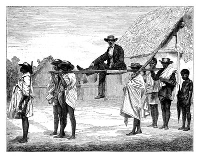 Nativos africanos carregando um homem branco, África, século XIX. de Gerome Staal