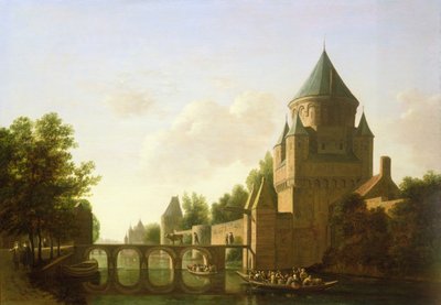 Visão noturna do Little Houtpoort em Haarlem (painel) de Gerrit Adriaensz Berckheyde