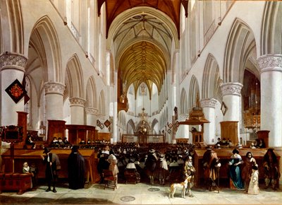Interior de uma igreja. Pintura de Gerrit Berckheyde (1638-1698), pintor holandês. Londres, Galeria Narional de Gerrit Adriaensz Berckheyde