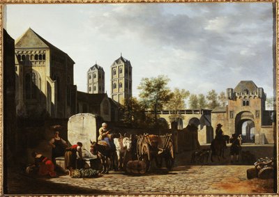 Fonte pública e igreja de S. Gereon em Colónia, ca. 1670 (óleo sobre madeira) de Gerrit Adriaensz Berckheyde