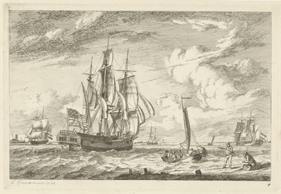 Três mestres americanos e outros navios
Vários navios (título da série) de Gerrit Groenewegen