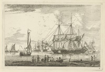 Dois três-mestres e outros navios Vários navios (título da série) de Gerrit Groenewegen