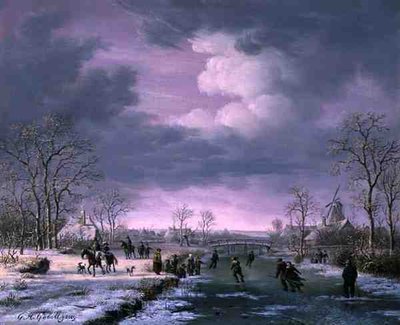 Winter Landscape (óleo sobre painel) de Gerrit Hendrik Gobell