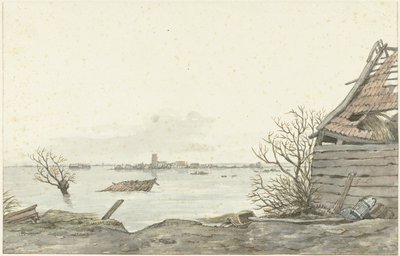 Vista do Ransdorp inundado, fevereiro de 1825 de Gerrit Lamberts