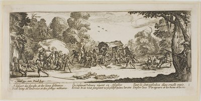 Ataque a uma carruagem, placa oito de As grandes misérias da guerra de Gerrit Lucasz van Schagen