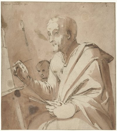 Pintor em frente ao seu cavalete de Gerrit Pietersz. Sweelink