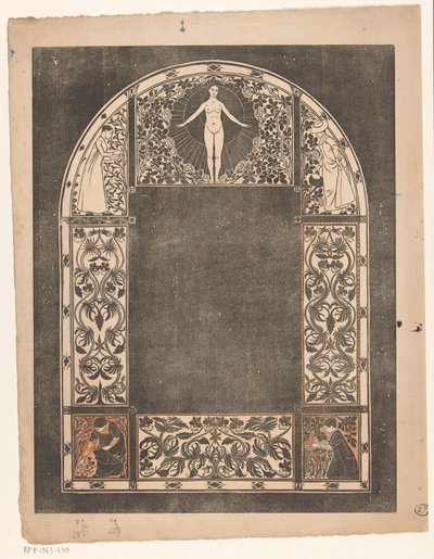 Design para um quadro de calendário para 1901 com mulheres e flores de Gerrit Willem Dijsselhof