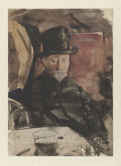 Homem sentado com cartola em um café de Gerrit Willem Dijsselhof