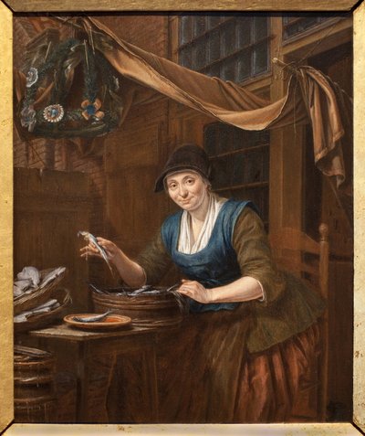 O peixeiro. Pintura de Gerrit Zegelaar (1719-1794), óleo sobre madeira, meados do século XVIII. Museu de Belas Artes em Angers. de Gerrit Zegelaar
