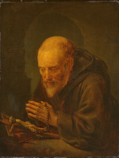 Uma oração eremita de Gerrit or Gerard Dou